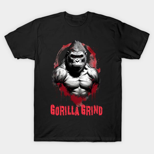 Fierce Silverback Gorilla Grind Distressed Design T-Shirt by TF Brands